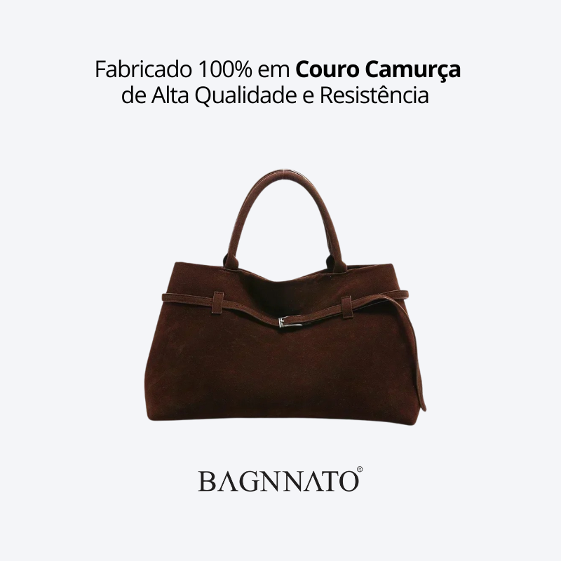 Bolsa em Couro Camurça Genuíno Feminina Esme