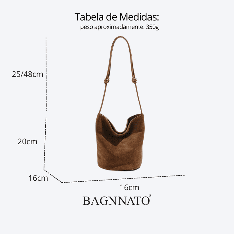 Bolsa em Couro Camurça Genuíno Feminina Lunna
