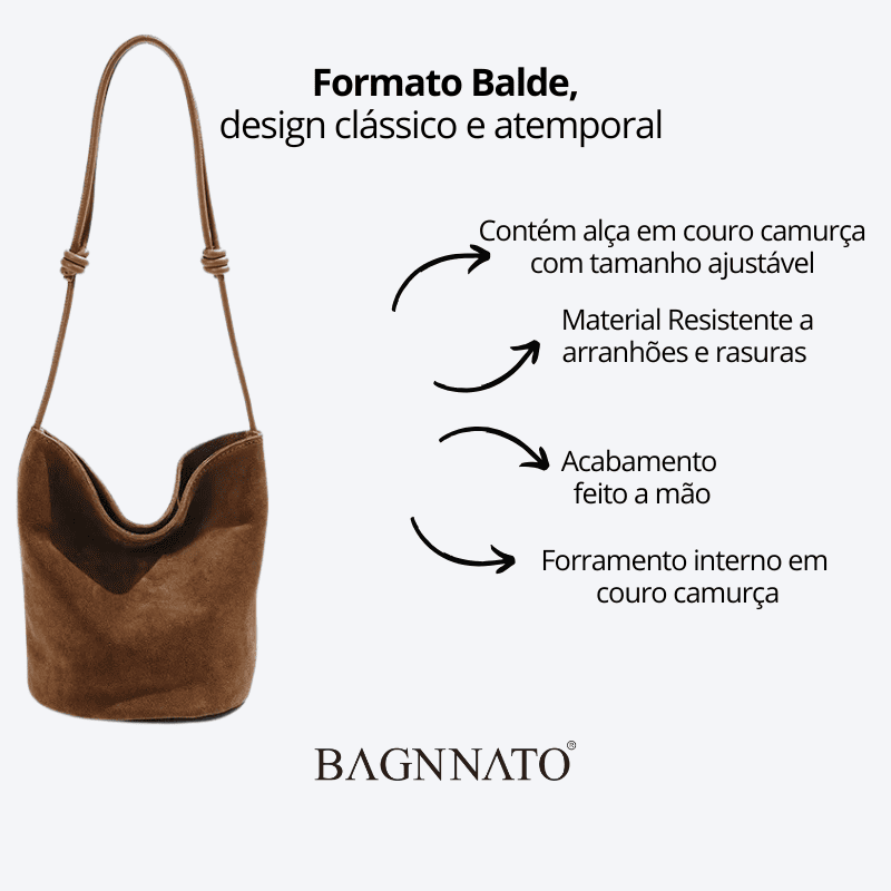 Bolsa em Couro Camurça Genuíno Feminina Lunna