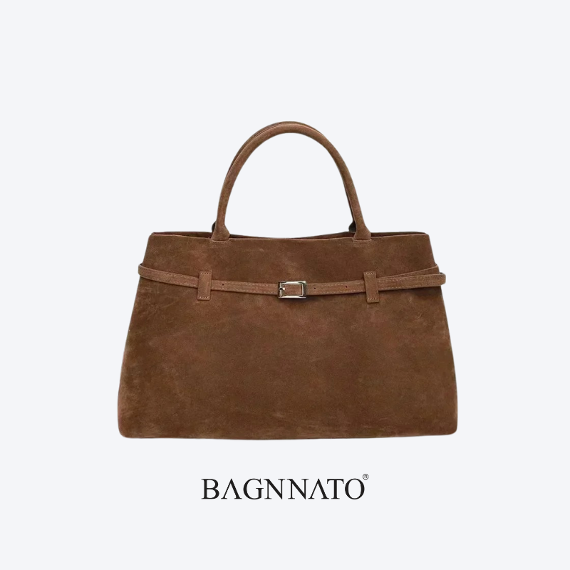 Bolsa em Couro Camurça Genuíno Feminina Esme