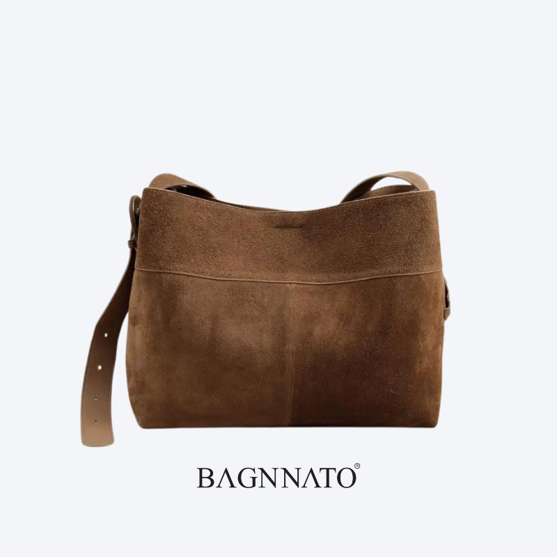 Bolsa em Couro Camurça Genuíno Feminina Jasmine