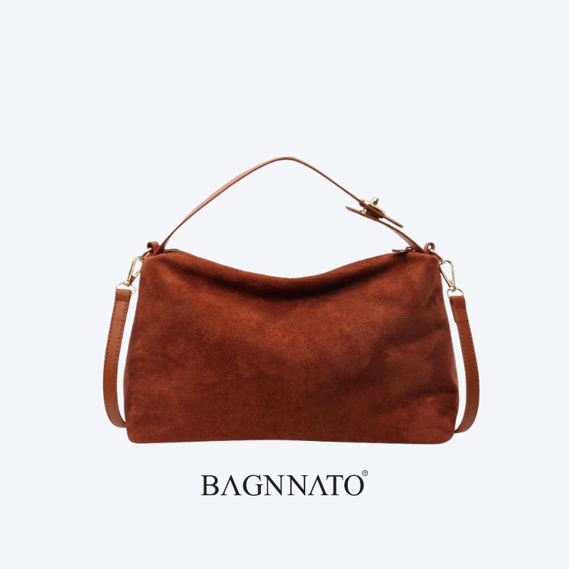 Bolsa em Couro Camurça Genuíno Feminina Angelica