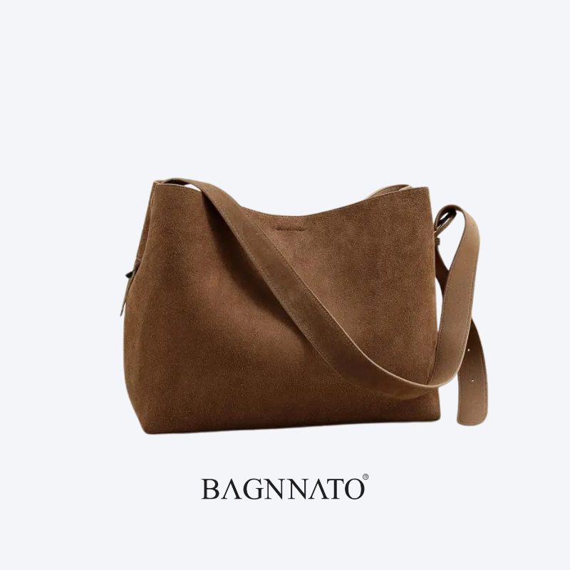 Bolsa em Couro Camurça Genuíno Feminina Jasmine