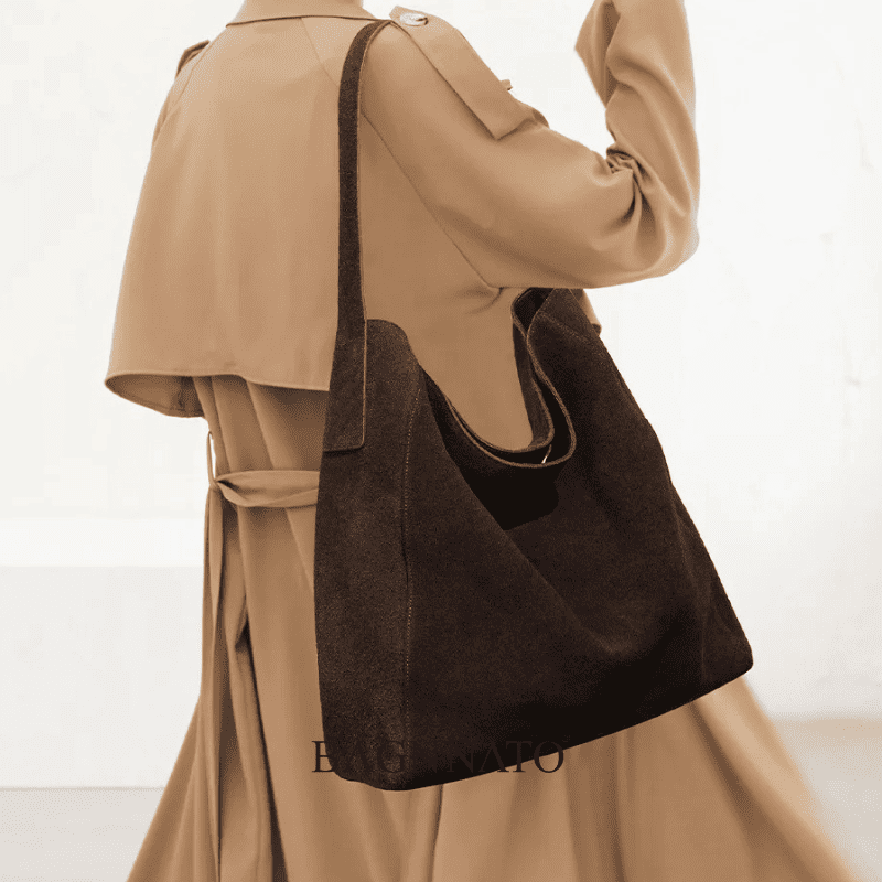 Bolsa em Couro Camurça Genuíno Feminina Anabel