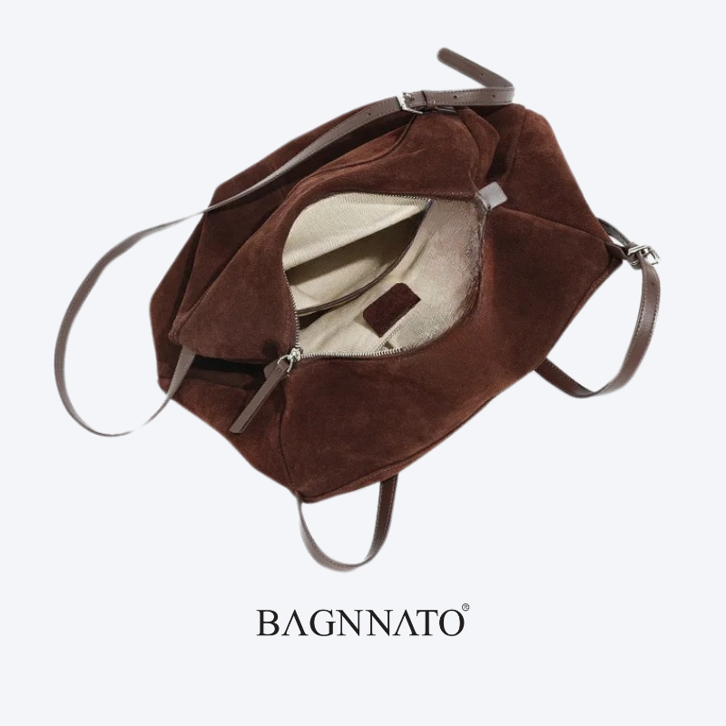 Bolsa em Couro Camurça Genuíno Feminina Dagna