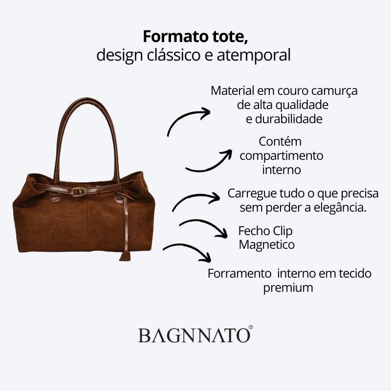 Bolsa em Couro Camurça Genuíno Feminina Cassandra
