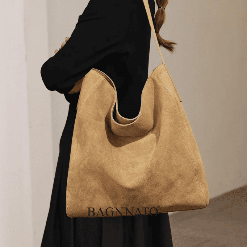 Bolsa em Couro Camurça Genuíno Feminina Anabel