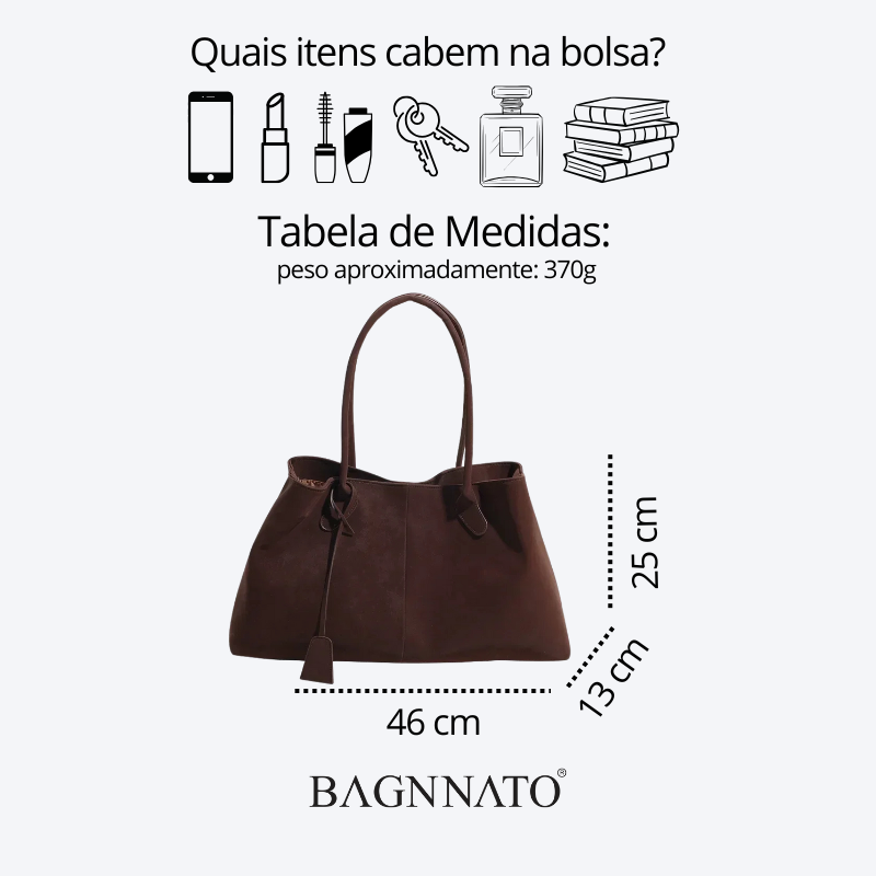 Bolsa em Couro Camurça Feminina Magda