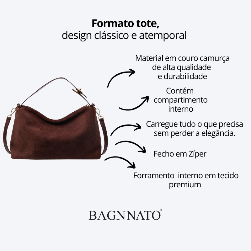 Bolsa em Couro Camurça Genuíno Feminina Angelica