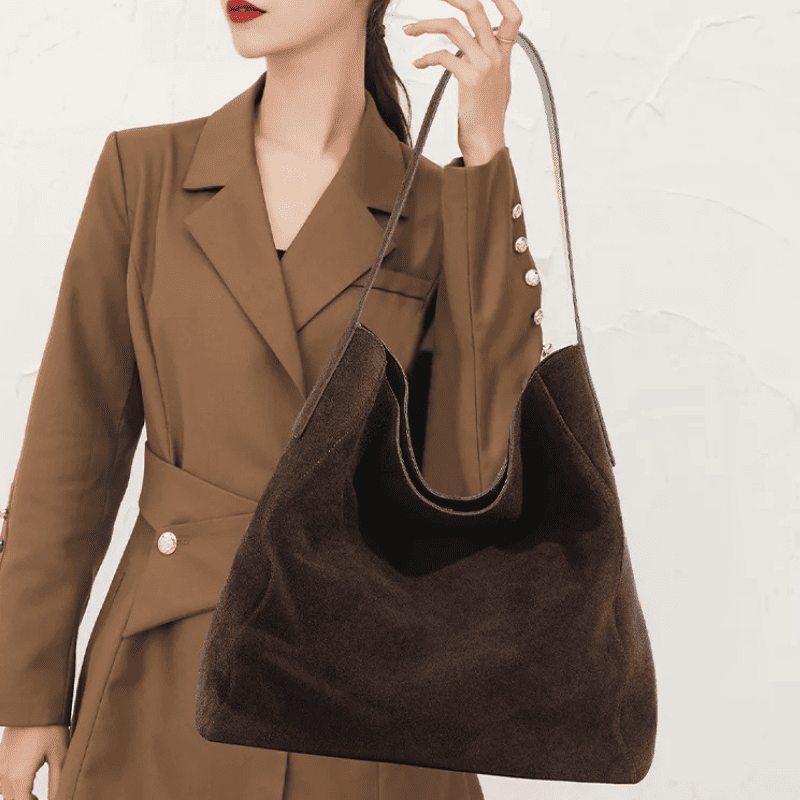 Bolsa em Couro Camurça Genuíno Feminina Anabel