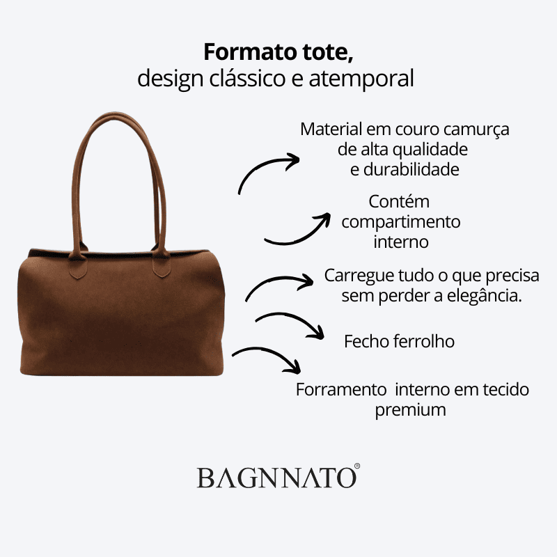 Bolsa em Couro Camurça Genuíno Feminina Liora