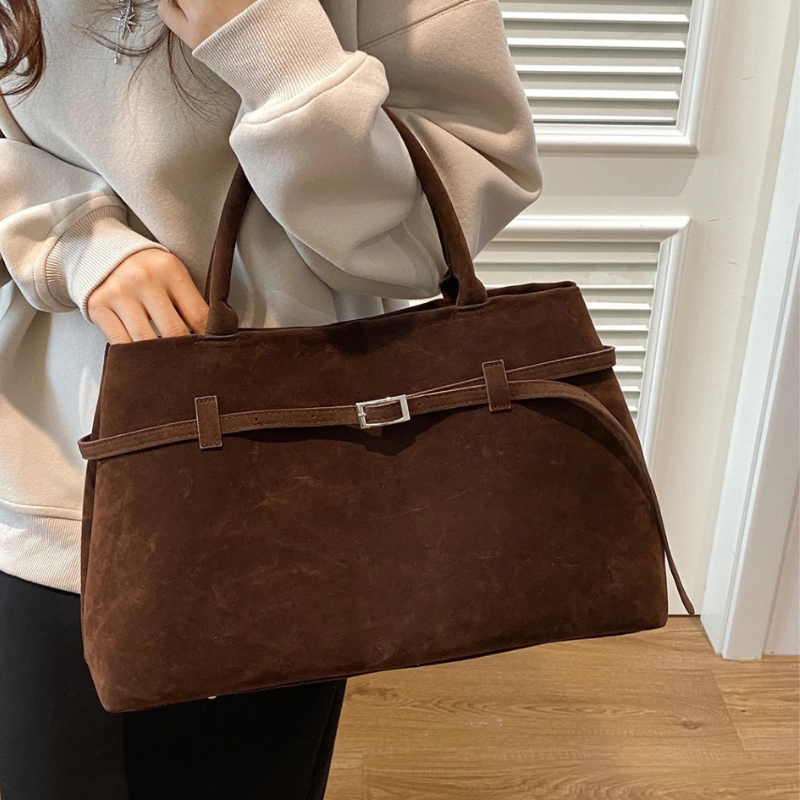 Bolsa em Couro Camurça Genuíno Feminina Esme