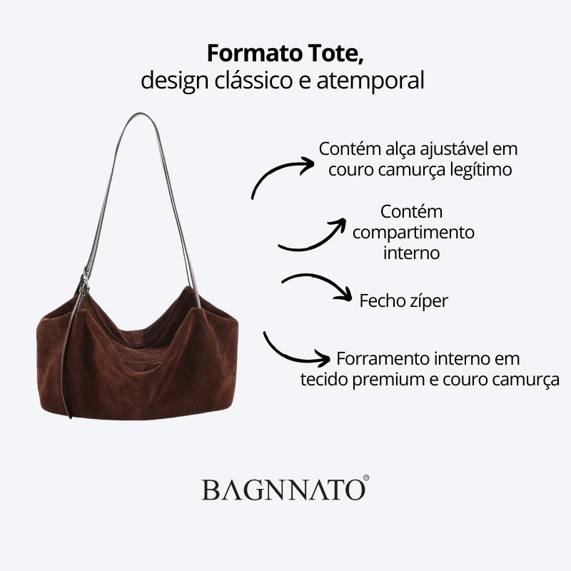 Bolsa em Couro Camurça Genuíno Feminina Dagna