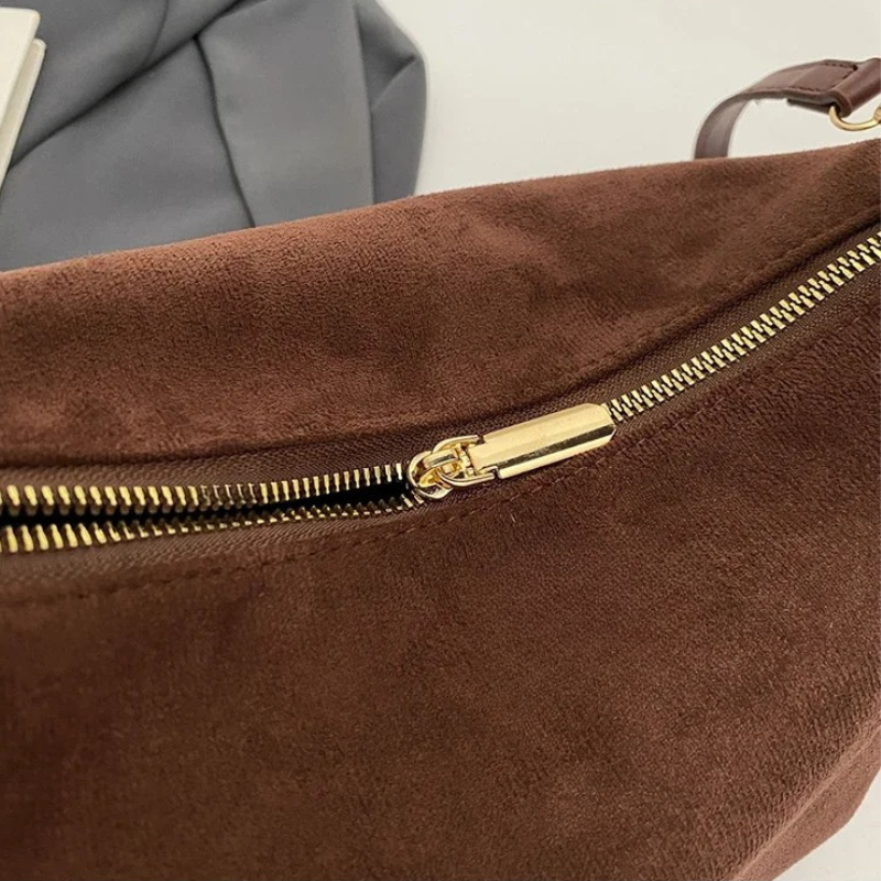 Bolsa em Couro Camurça Genuíno Feminina Angelica