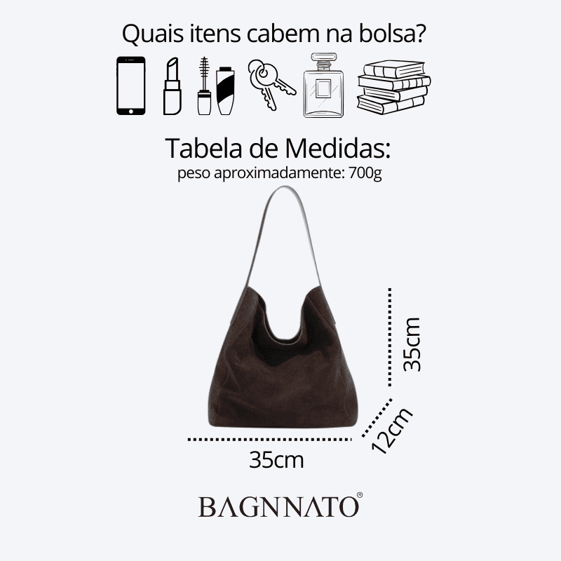 Bolsa em Couro Camurça Genuíno Feminina Anabel