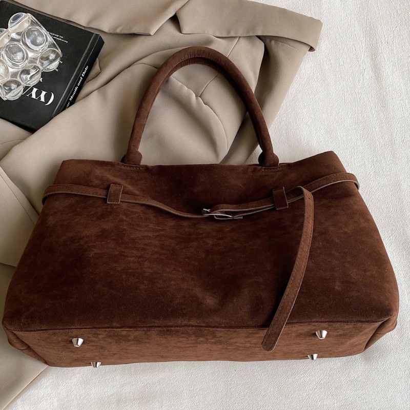 Bolsa em Couro Camurça Genuíno Feminina Esme