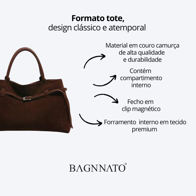 Bolsa em Couro Camurça Genuíno Feminina Esme