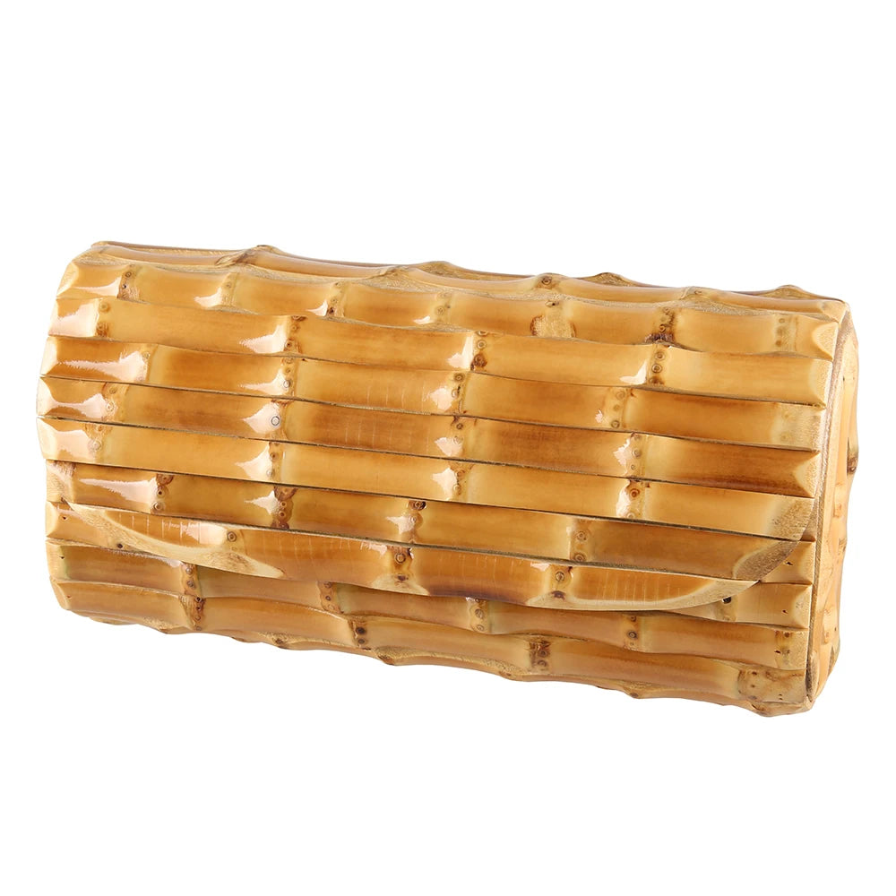 Nilerun marca moda vintage retro madeira dura rattan palha noite bolsa carteira única artesanal natural bambu raiz saco de embreagem