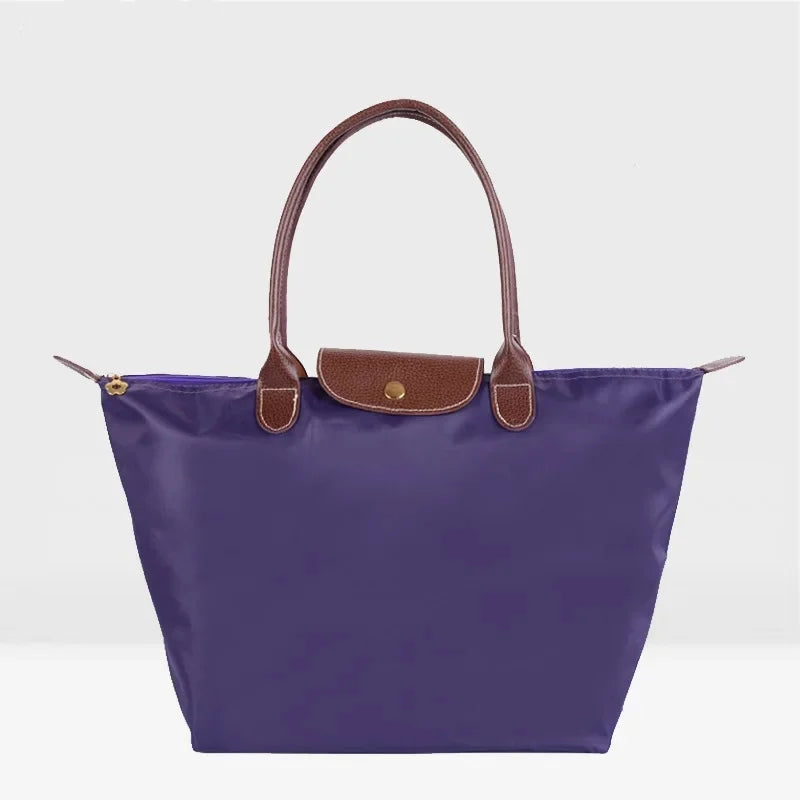 Bolsa de compras esportiva de nylon, bolsa de ombro único, à prova d'água, armazenamento versátil, fecho com zíper, bolso para celular