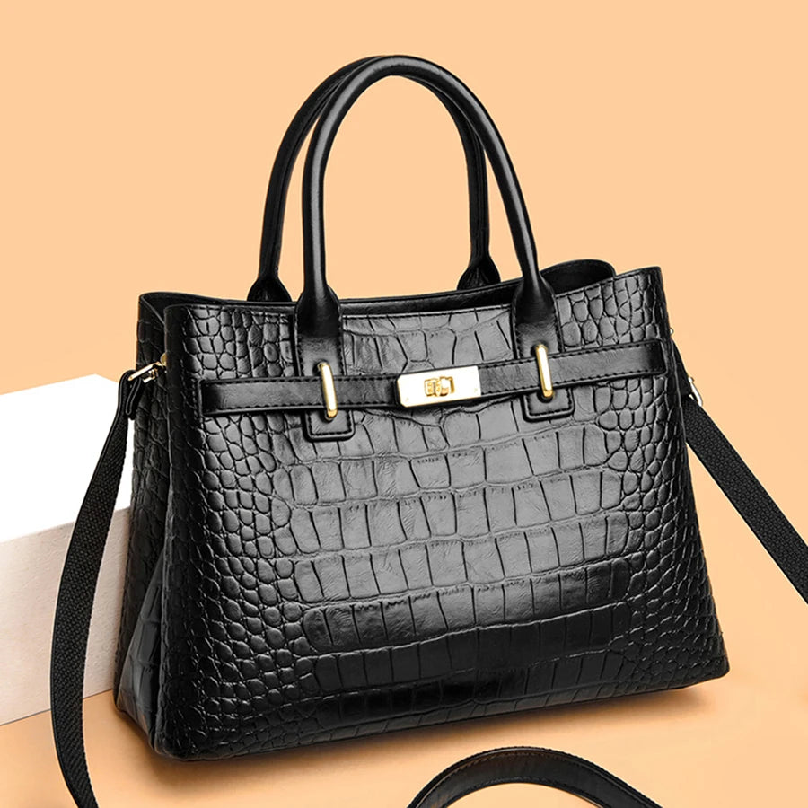 Famosa marca senhoras bolsas de alta qualidade crocodilo listra três sacos principais designer crossbody bolsa ombro para as mulheres sacola