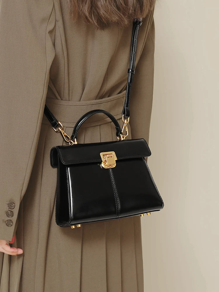 ITAMOOD-Bolsa de couro genuíno para mulheres, bolsa transversal versátil com decoração cachecol, bolsa de marca luxuosa, elegante