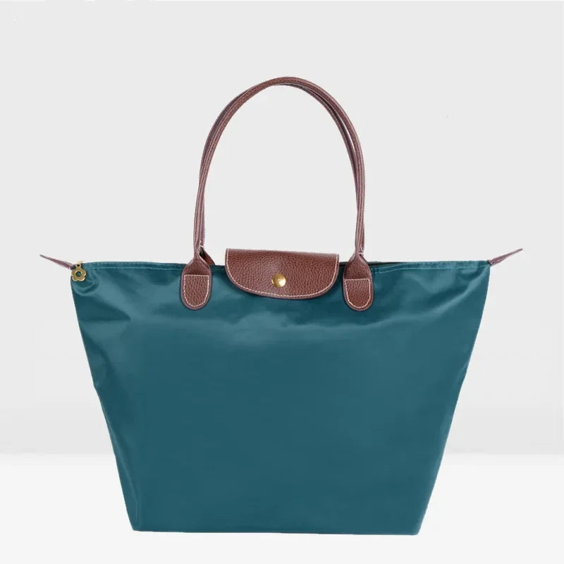 Bolsa de compras esportiva de nylon, bolsa de ombro único, à prova d'água, armazenamento versátil, fecho com zíper, bolso para celular