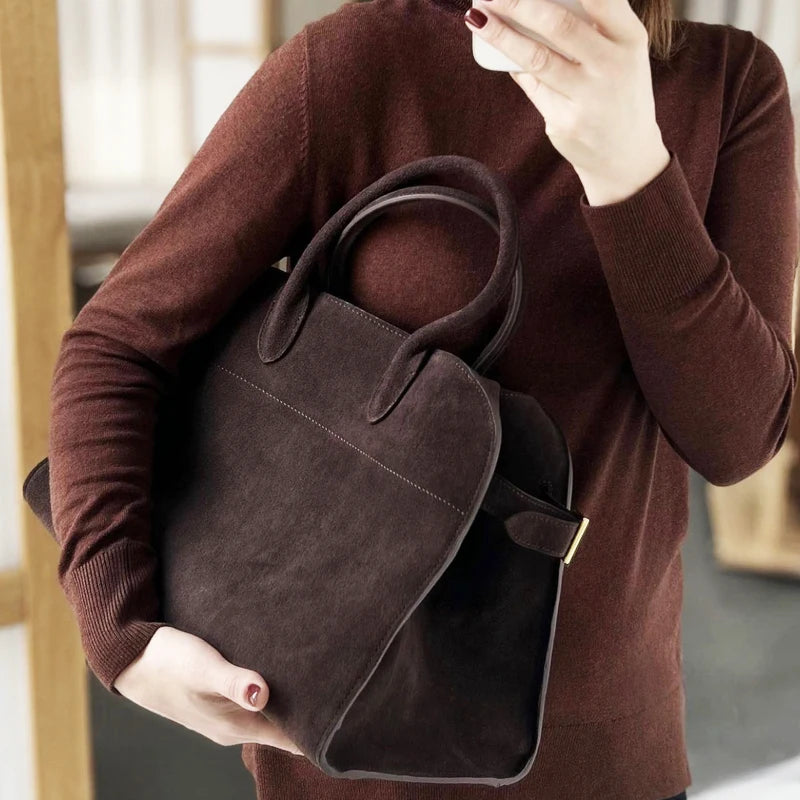 Vintage Faux Suede As sacolas para mulheres Bolsas de designer de luxo e bolsas 2024 Novo em couro PU Alça superior Grande capacidade Bolsa de ombro nas axilas alta qualidade Frete grátis