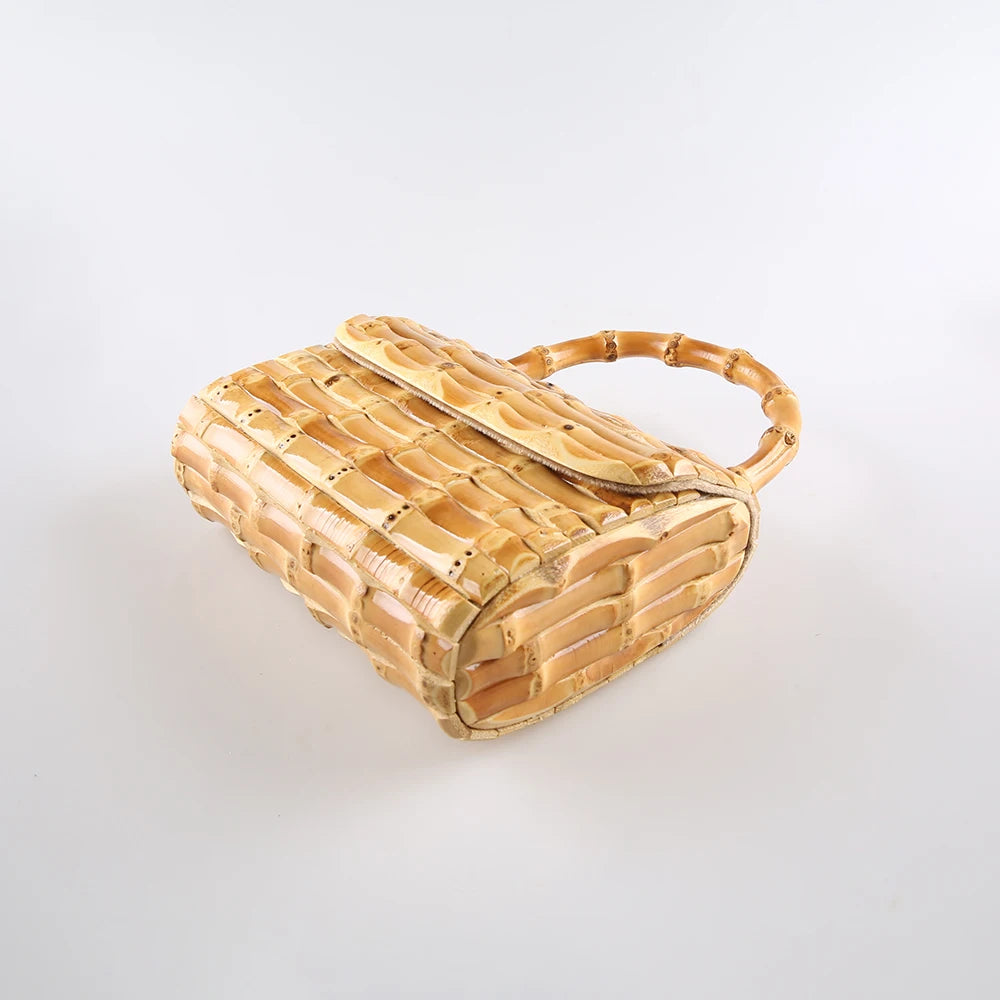 Handmade Bambu Raiz Chicote Tecelagem Bolsa, tecido Tote, bolsa da noite, moda de luxo, apto para Apple iPhone 13, telefone móvel