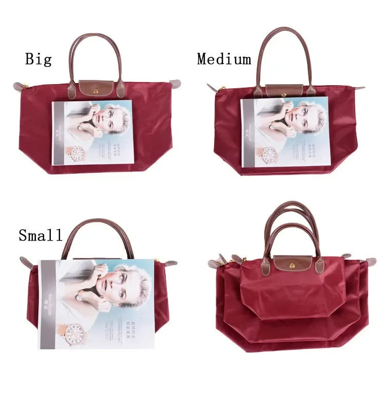 Bolsa de compras esportiva de nylon, bolsa de ombro único, à prova d'água, armazenamento versátil, fecho com zíper, bolso para celular