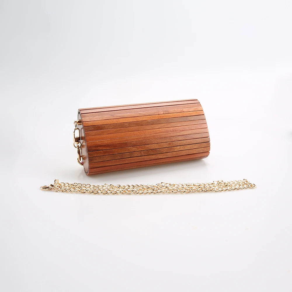 Nilerun-Única Handmade Bolsa De Madeira Sólida, Saco De Noite, Jacarandá Vermelho Natural, Bolsa De Madeira, Ombro Do Mensageiro, Saco Crossbody