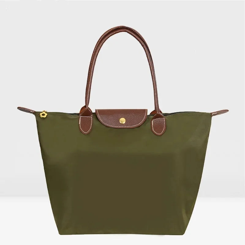 Bolsa de compras esportiva de nylon, bolsa de ombro único, à prova d'água, armazenamento versátil, fecho com zíper, bolso para celular