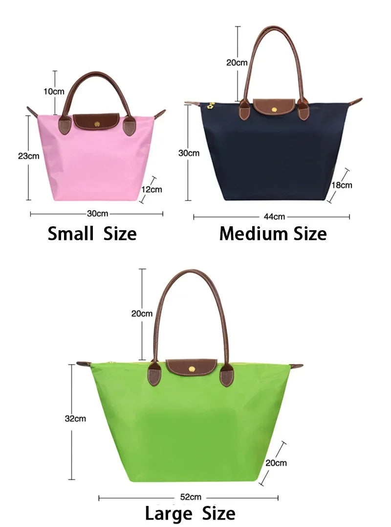 Bolsa de compras esportiva de nylon, bolsa de ombro único, à prova d'água, armazenamento versátil, fecho com zíper, bolso para celular