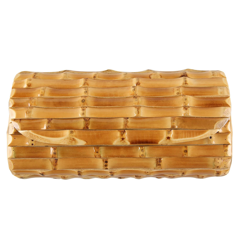 Nilerun marca moda vintage retro madeira dura rattan palha noite bolsa carteira única artesanal natural bambu raiz saco de embreagem