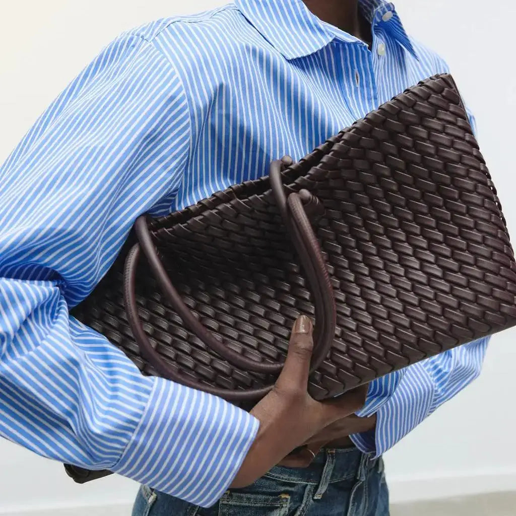 ELONGATED WOVEN SHOPPER BAG Moda alça superior sacola, bolsas de ombro femininas design de luxo para estilo diário