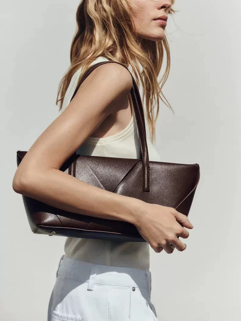 Bolsa de compras de tecido longo, bolsa tote elegante com alça superior, bolsa de ombro simples de cor sólida, bolsas femininas design de luxo