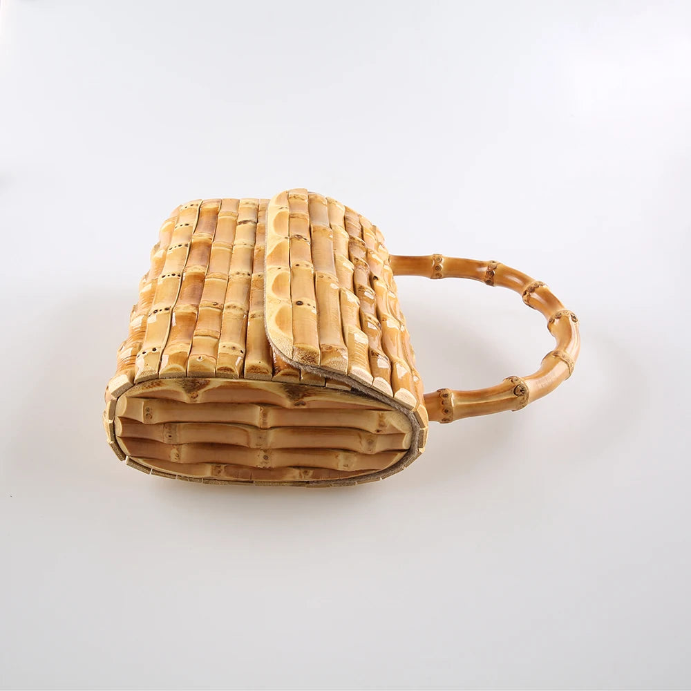 Handmade Bambu Raiz Chicote Tecelagem Bolsa, tecido Tote, bolsa da noite, moda de luxo, apto para Apple iPhone 13, telefone móvel