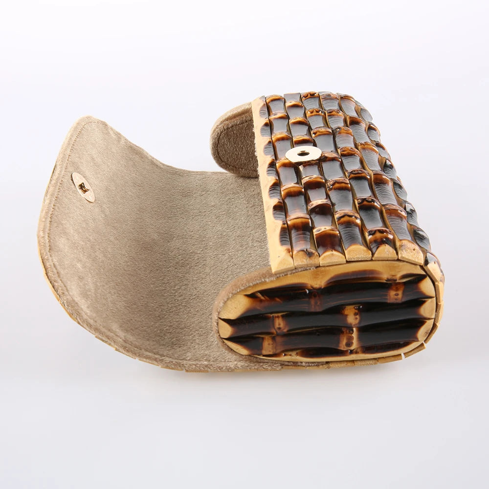 Nilerun marca vintage retro rattan de madeira sólida palha noite bolsa carteira original artesanal preto verdadeiro bambu raiz saco embreagem