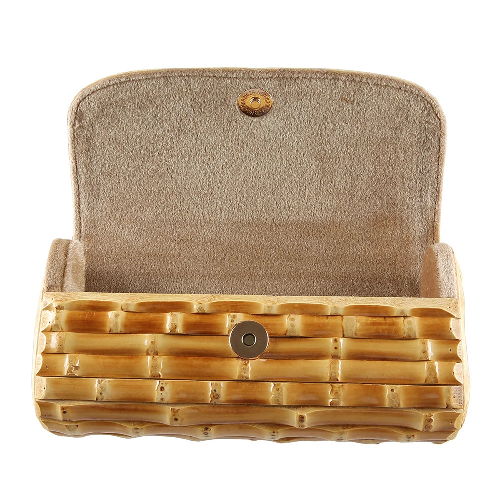 Nilerun marca moda vintage retro madeira dura rattan palha noite bolsa carteira única artesanal natural bambu raiz saco de embreagem