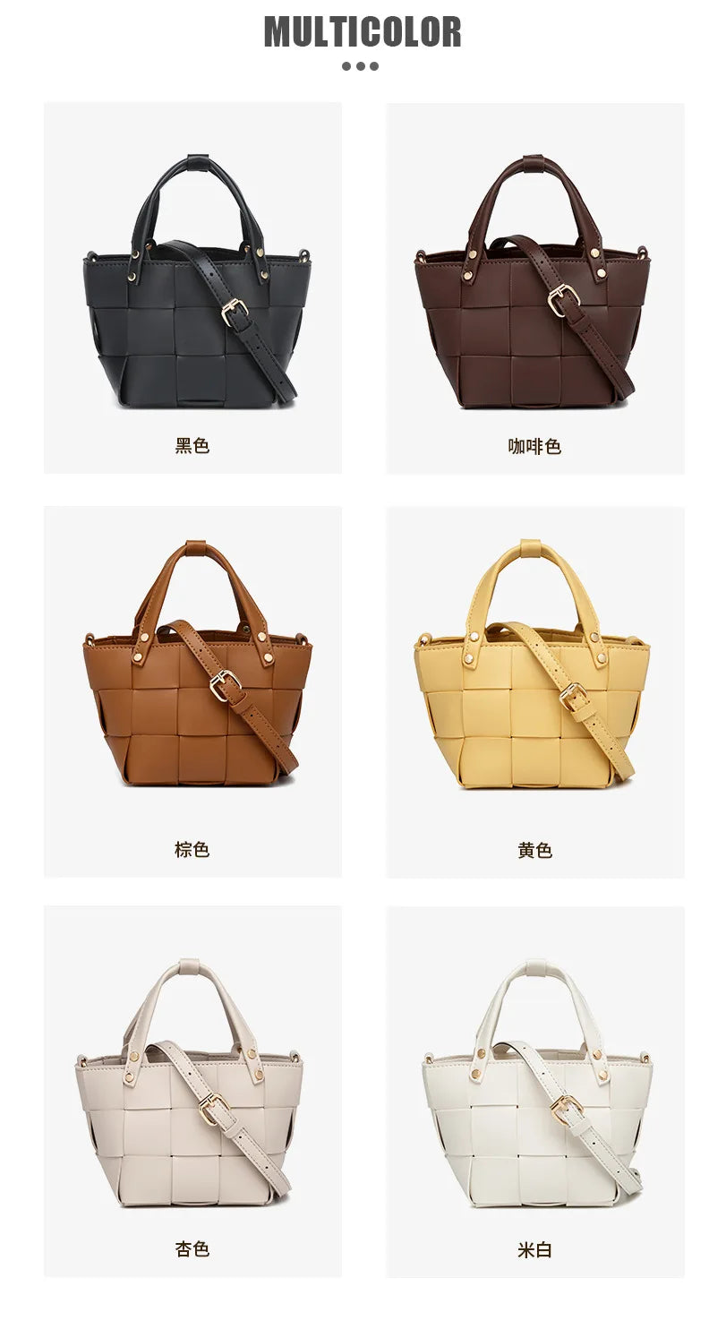 Bolsa tote pequena de tecido para mulheres com bolsa de couro vegano artesanal bolsa de ombro alça superior bolsa crossbody bolsas