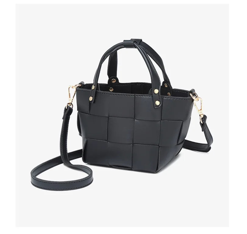 Bolsa tote pequena de tecido para mulheres com bolsa de couro vegano artesanal bolsa de ombro alça superior bolsa crossbody bolsas