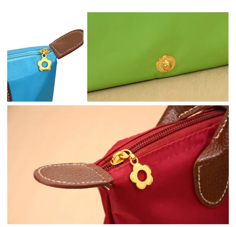 Bolsa de compras esportiva de nylon, bolsa de ombro único, à prova d'água, armazenamento versátil, fecho com zíper, bolso para celular