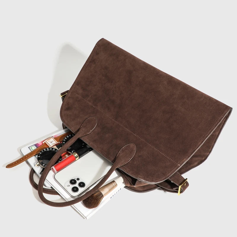 Vintage Faux Suede As sacolas para mulheres Bolsas de designer de luxo e bolsas 2024 Novo em couro PU Alça superior Grande capacidade Bolsa de ombro nas axilas alta qualidade Frete grátis