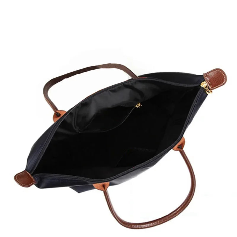 Bolsa de compras esportiva de nylon, bolsa de ombro único, à prova d'água, armazenamento versátil, fecho com zíper, bolso para celular
