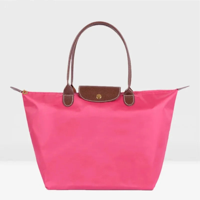 Bolsa de compras esportiva de nylon, bolsa de ombro único, à prova d'água, armazenamento versátil, fecho com zíper, bolso para celular