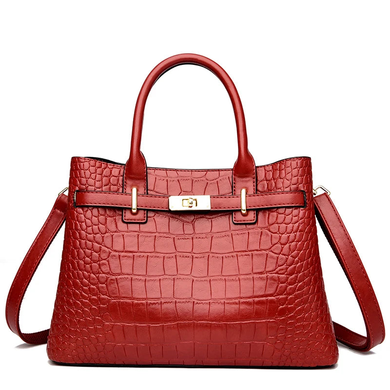 Famosa marca senhoras bolsas de alta qualidade crocodilo listra três sacos principais designer crossbody bolsa ombro para as mulheres sacola