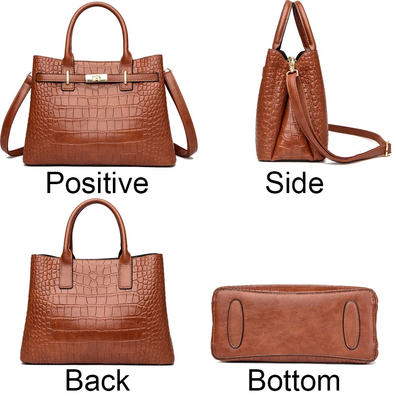 Famosa marca senhoras bolsas de alta qualidade crocodilo listra três sacos principais designer crossbody bolsa ombro para as mulheres sacola