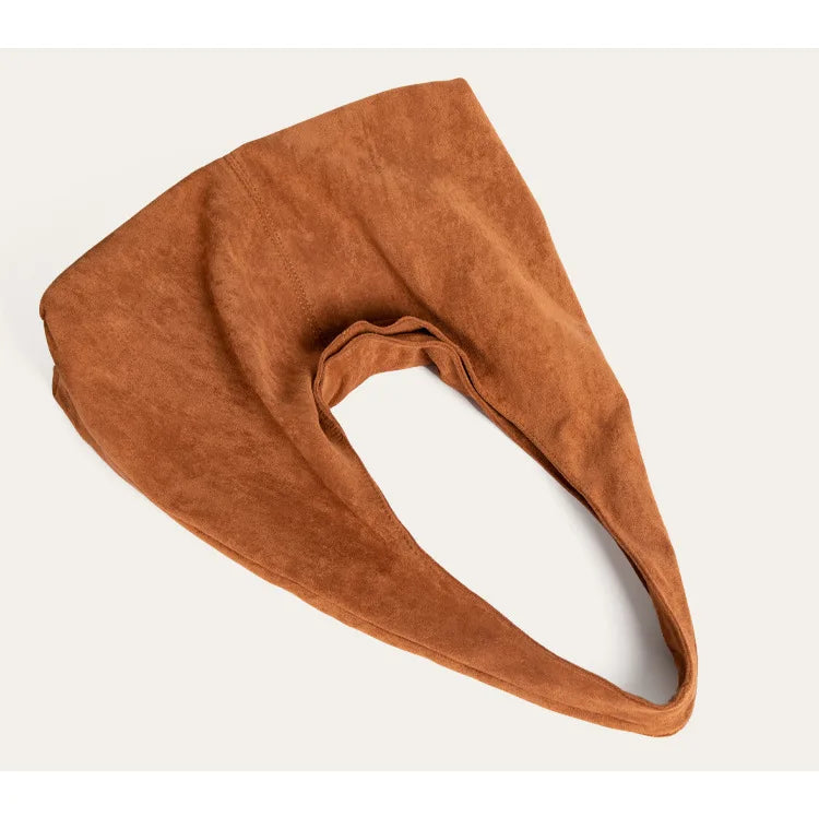 Bolsa feminina de camurça falsa, grande capacidade, design de veludo, hobos, bolsa de ombro, commuter, bolsa tote grande, marrom