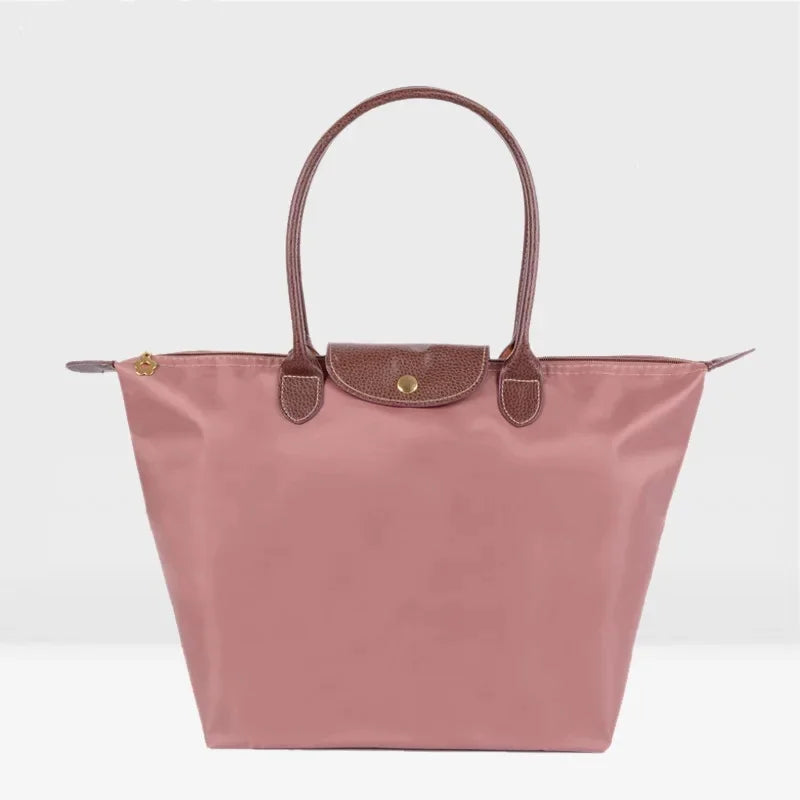 Bolsa de compras esportiva de nylon, bolsa de ombro único, à prova d'água, armazenamento versátil, fecho com zíper, bolso para celular