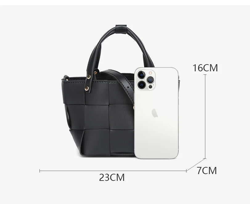 Bolsa tote pequena de tecido para mulheres com bolsa de couro vegano artesanal bolsa de ombro alça superior bolsa crossbody bolsas
