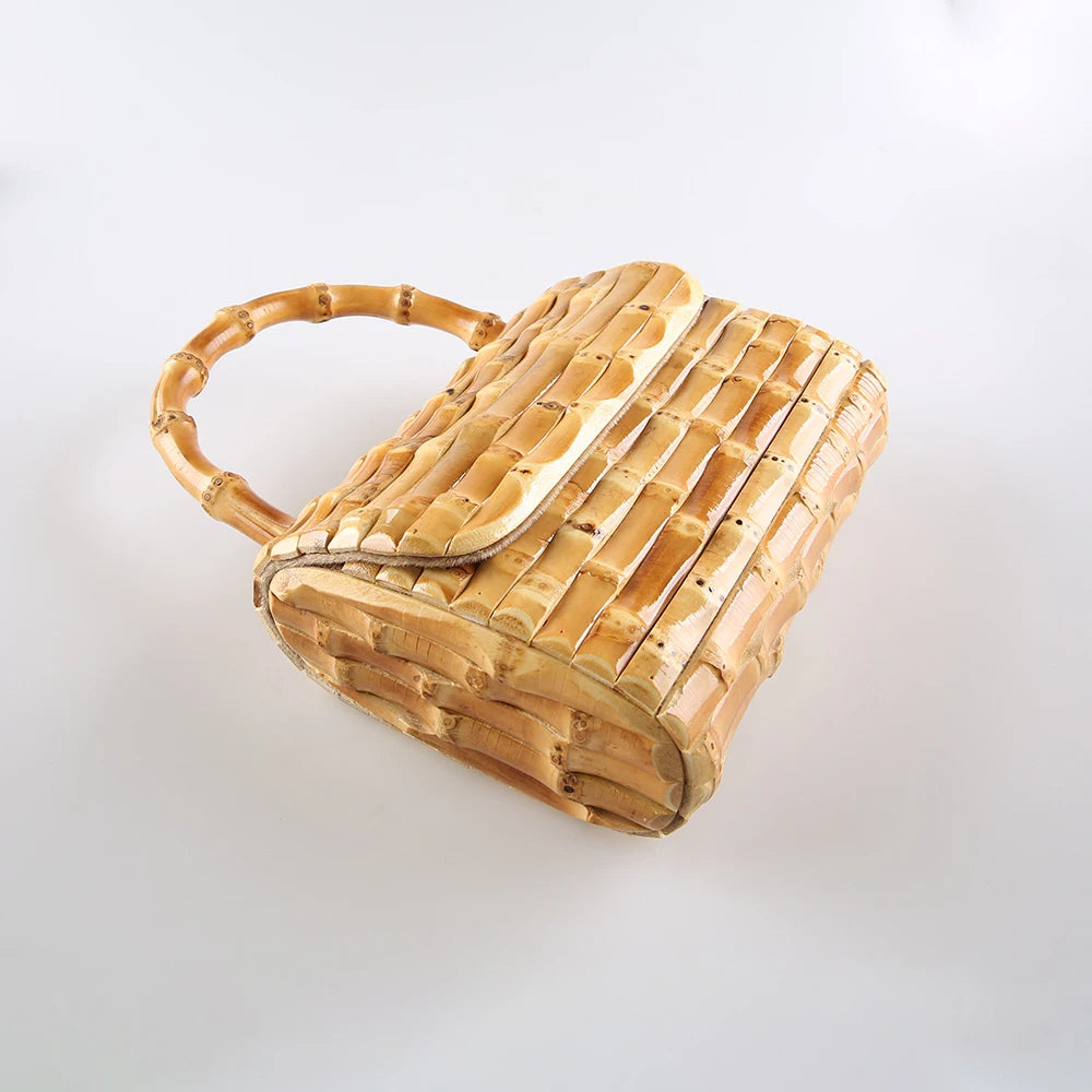 Handmade Bambu Raiz Chicote Tecelagem Bolsa, tecido Tote, bolsa da noite, moda de luxo, apto para Apple iPhone 13, telefone móvel